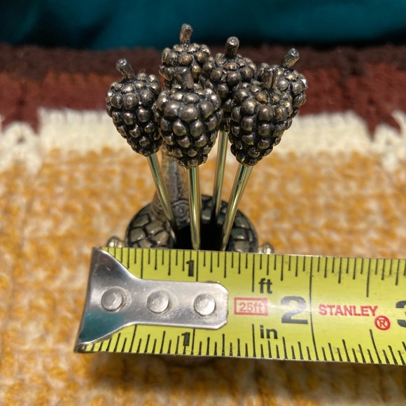 Cocktail Appetizer Grape Wine Food Metal Picks - Set of 6 - Picture 15 of 16
